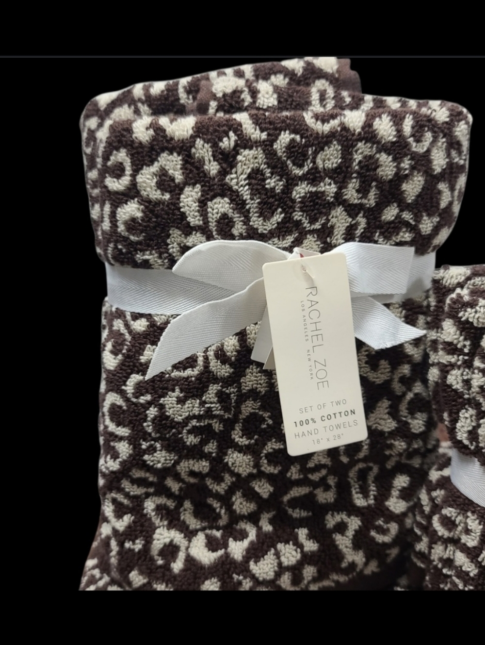 8pc Rachel Zoe Leopard Cheetah Animal Print Bath Hand Washcloth Towel Set NEW - Picture 2 of 10